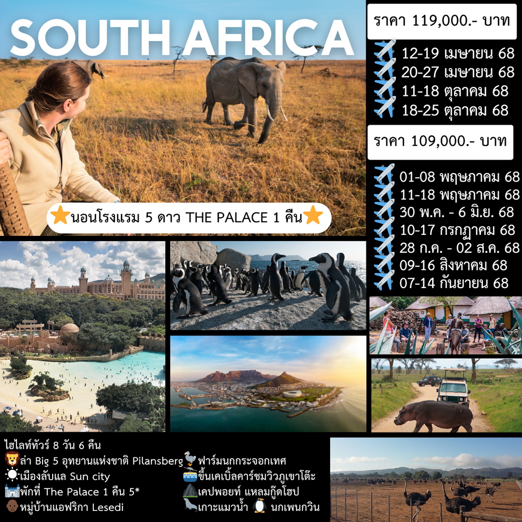 ทัวร์แอฟริกาใต้ South Africa  8วัน 6คืน (EK)